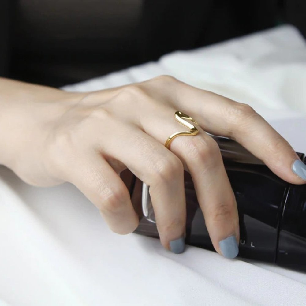 *NEW Gold/Sterling Silver Wave Adjustable Ring - Picture 2 of 11